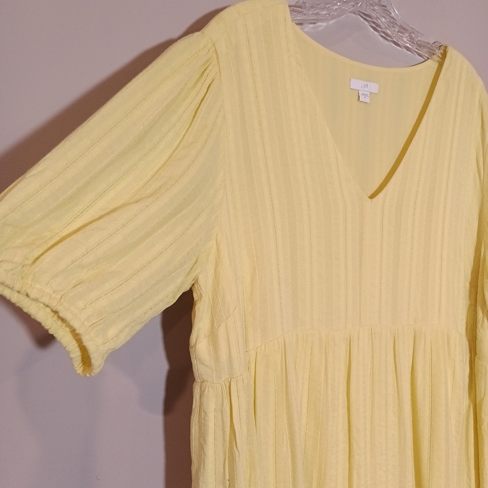 J. Jill Women's Jacquard V-Neck Tiered Midi Dress Size XL Yellow - Picture 5 of 7